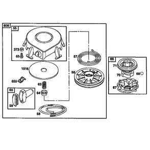 Rewind Starter Diagram and Parts List for 19E400-19E499 1132 Briggs and Stratton Engine